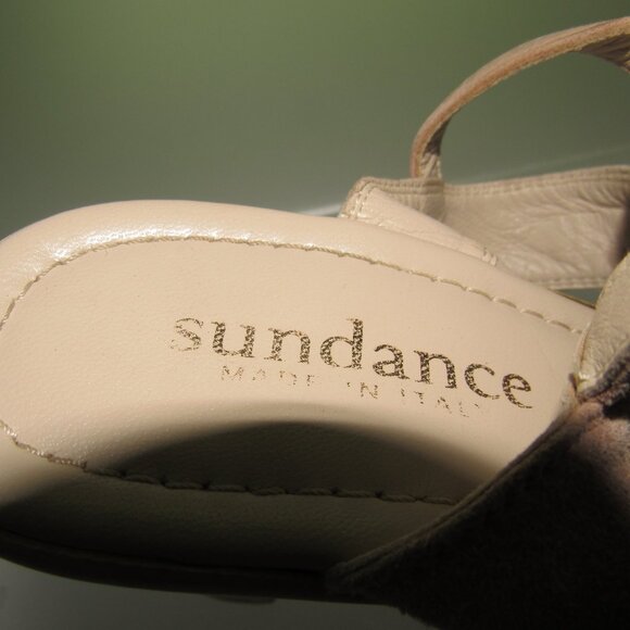 Sundance Natural Suede T‑Strap Block Heel Sandals • Italy • Size 39 (US 8.5 - 9) - Picture 6 of 9